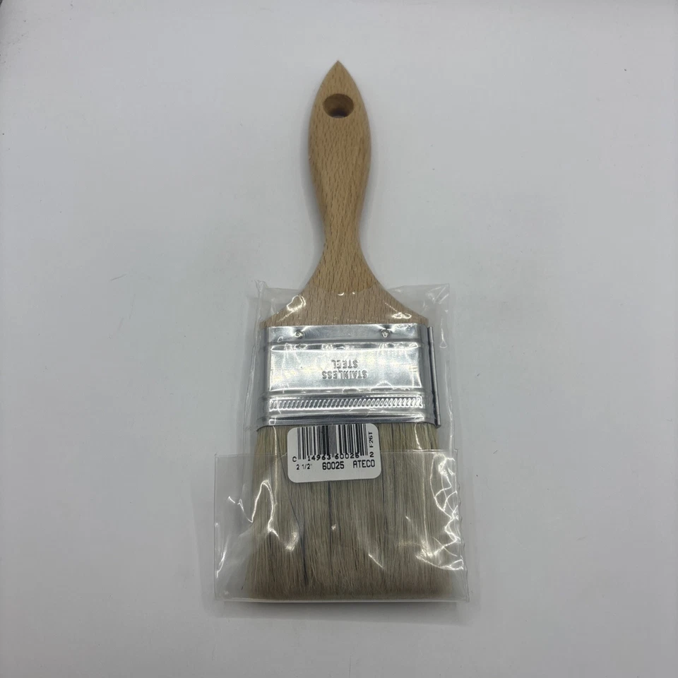 Cepillo para pastelería Ateco 60025, 2,5” pelo de jabalí cerdas naturales de acero inoxidable Foto 3 de 4