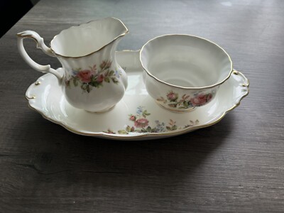 VINTAGE RARE - Royal Albert MOSS ROSE  3-piece Set Bone China