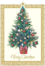 Decorated Tree Die Cut Star Designer Greetings Christmas Card