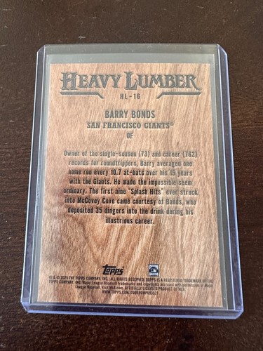 2025 Topps Series 1 #HL-16 Barry Bonds Heavy Lumber Case Hit SSP Giants - Picture 2 of 9