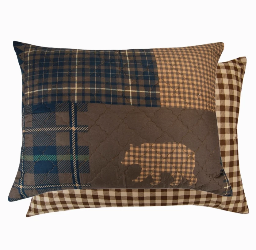 Juego de 3 piezas de ropa de cama acolchada Black Bear Cabin estampado lodge cabaña tema rústico Foto 2 de 3