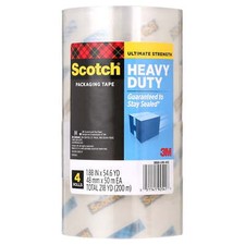 Heavy Duty Shipping Packing Tape, Clear, 1.88 in. x 54.6 yd., 4 Tape Rolls