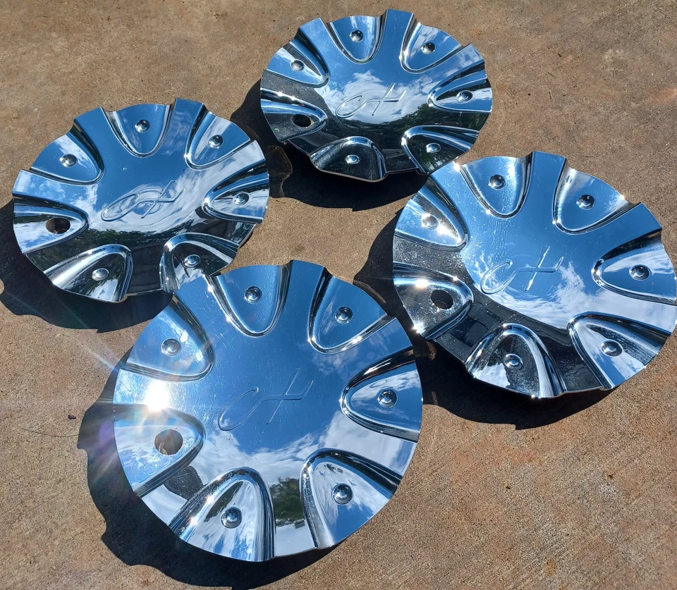 Juego de 4 tapas centrales de rueda personalizadas Chrome Xpressions, cromo, pieza número 5 Foto 3 de 4