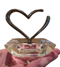 PANDORA Crystal Silver Tone Open Heart Charm Ring Holder Unforgettable Moments
