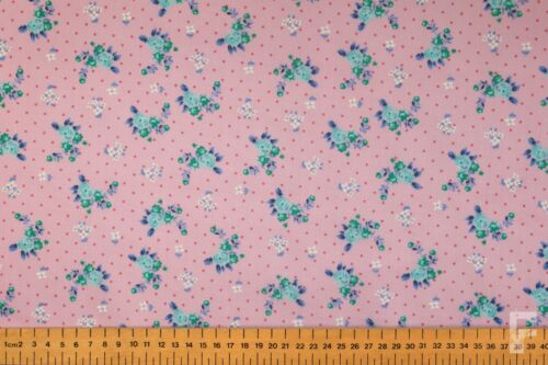 Rosen & Nadel Punkte Blumen Design – Bedruckt Polycotton Stoff - Feder - Bild 16 von 20