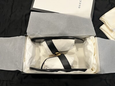 Gucci Women's Marmont GG Thong Sandals Flip Flops Slides Black EU39