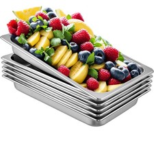 VEVOR 65mm Deep Steam Table Pan Full Size 8.9Qt Stainless Steel Anti-Jam 6 Pack