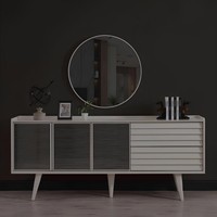 WeißEs Sideboard LuxuriöSer Rundspiegel Designer HolzmöBel 2Tlg Set Neu