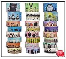 Cute Washi Tape Set - 24 Rolls Kawaii Animals Decorative Washi Tape for Scrap...