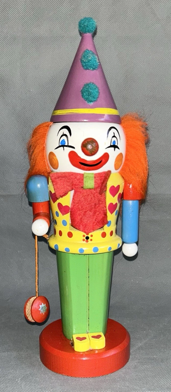 Vtg Black Forest Wooden Clown Nutcracker 12" W. GermanyHand Painted Rare