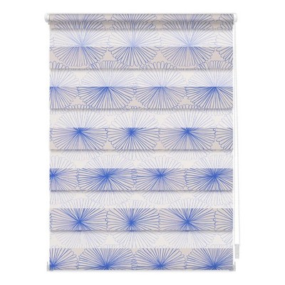 LICHTBLICK Duo Rollo Klemmfix FLOWER WHEEL - blau-weiß - 60x150 cm