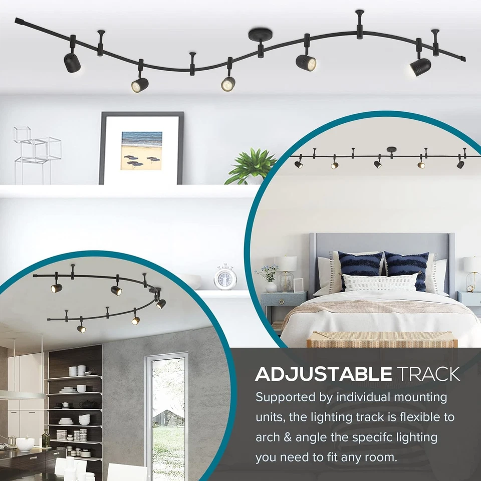96" Track Ceiling Light, Oil Rubbed Bronze, Transitional 5-Light LED Flex Tra... - Image 4 of 4