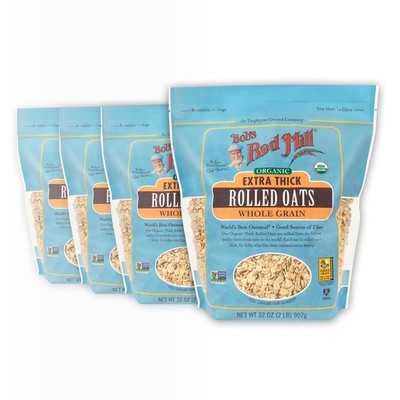 Organic Non GMO Extra Thick Rolled Wholesome Oats 32oz 4 Pack Oz Oatmeal