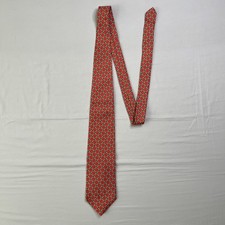 Vintage Brooks Brothers Makers Mens Neck Tie Silk Red Gold Links 56 USA