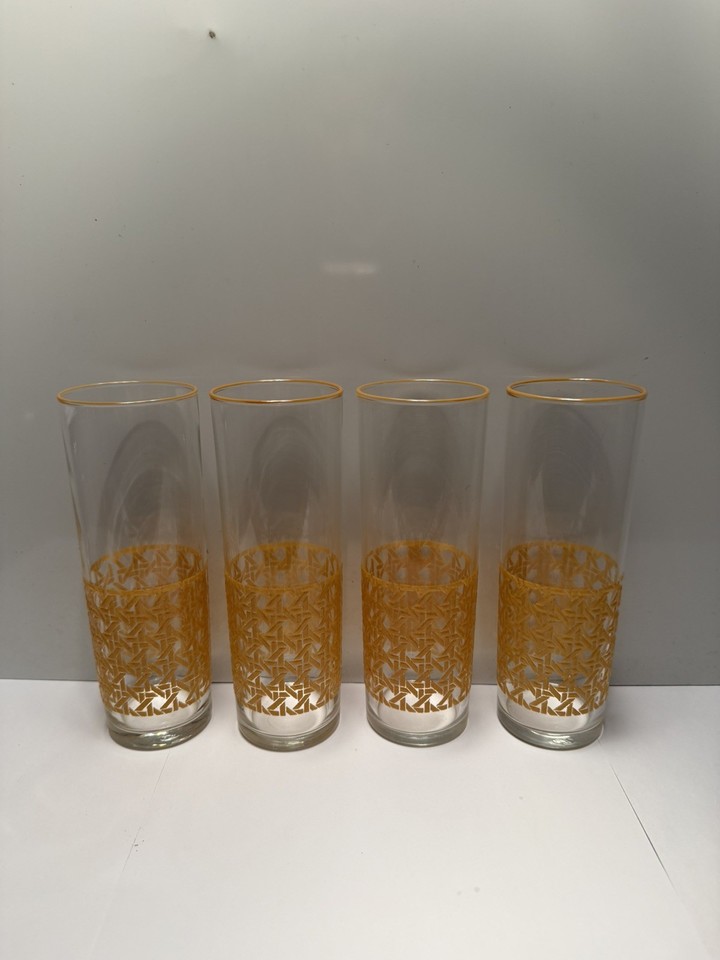 Libbey's vintage Cane Pattern Tom Collins glasses are a crisp, textured mid-century classic that make every summer drink feel like 1962.