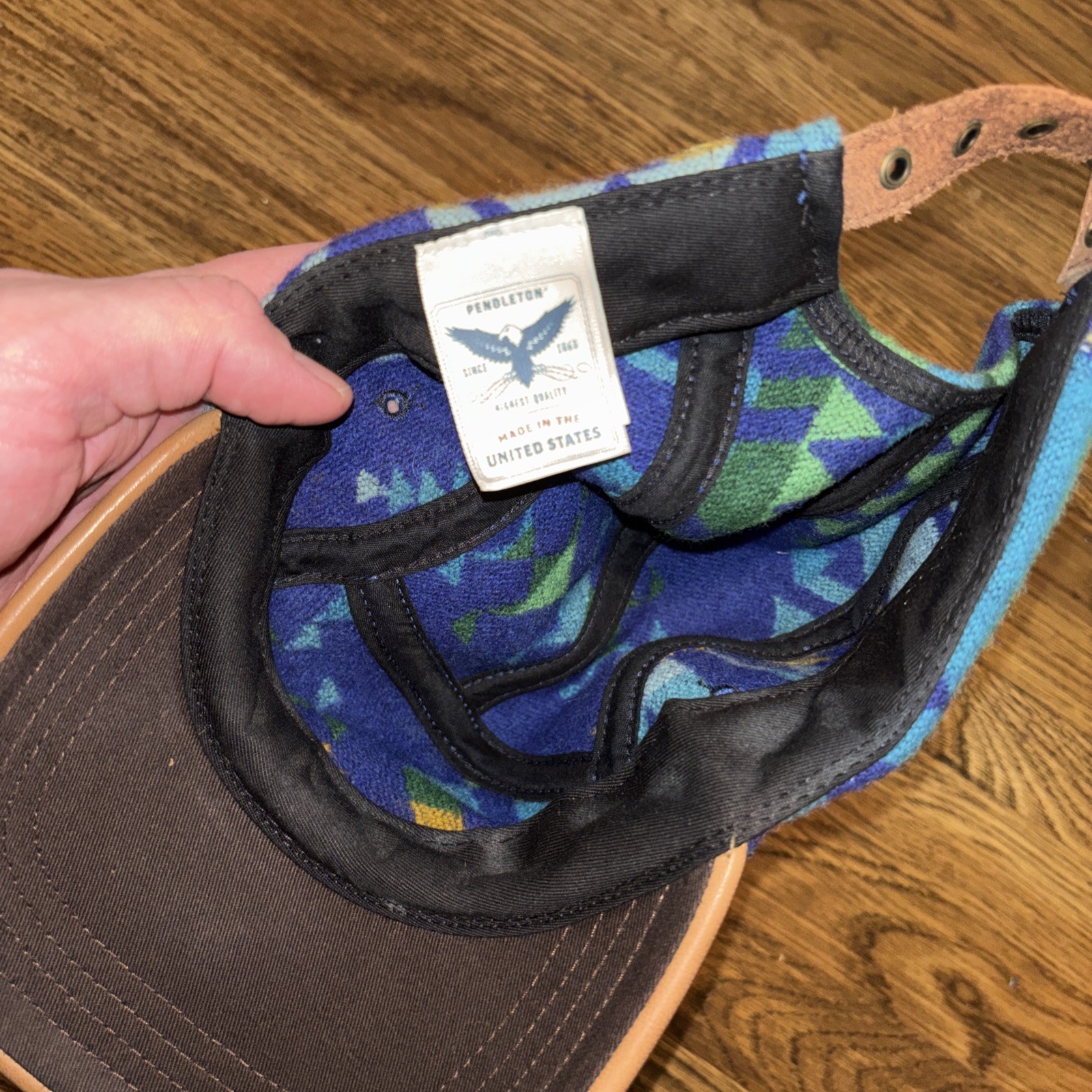Pendleton Adjustable Hat Strapback Aztec Wool Lea… - image 5