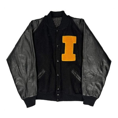 Markenlose College College College Jacke - 2XL schwarz Leder