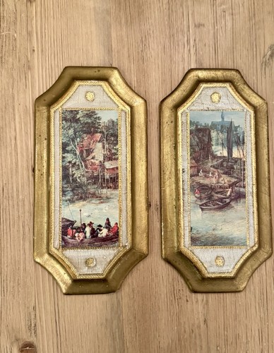 Vintage Italian Florentine Style Gold Wall Plaques European Village ...