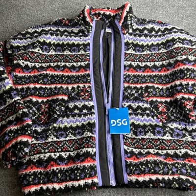 DSG Cozy Fleece Full Zip Multicolor Jacket Girls M 10-12 New 1194