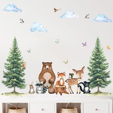 Uflashmi Woodland Nursery Wall Decor Decal, Woodland Forest Animal Wall Stick...
