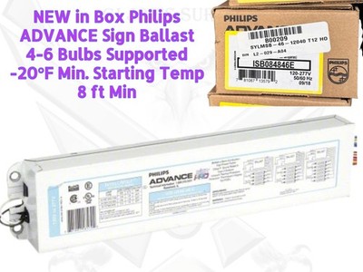 NEW in Box Philips ADVANCE Sign Ballast 4-6 Bulbs Supported -20°F Min WH1