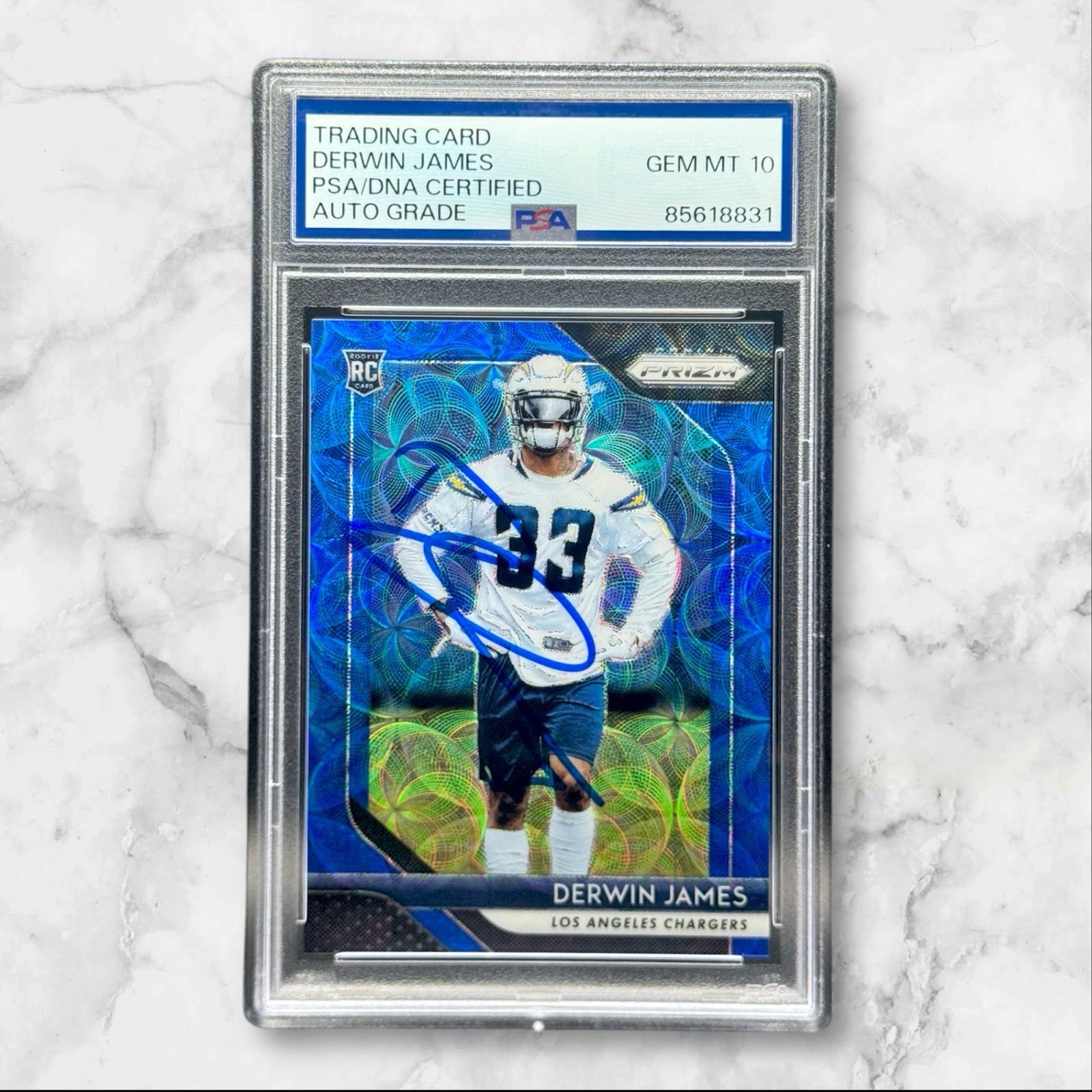 Derwin James Signed 2018 Prizm Blue Scope Refractor #/99 PSA 10 AUTO