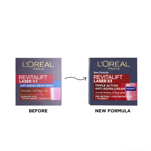 L’Oréal Paris Revitalift Laser X3, Triple Action Anti-Ageing Night Cream - 50 ml - Picture 3 of 9