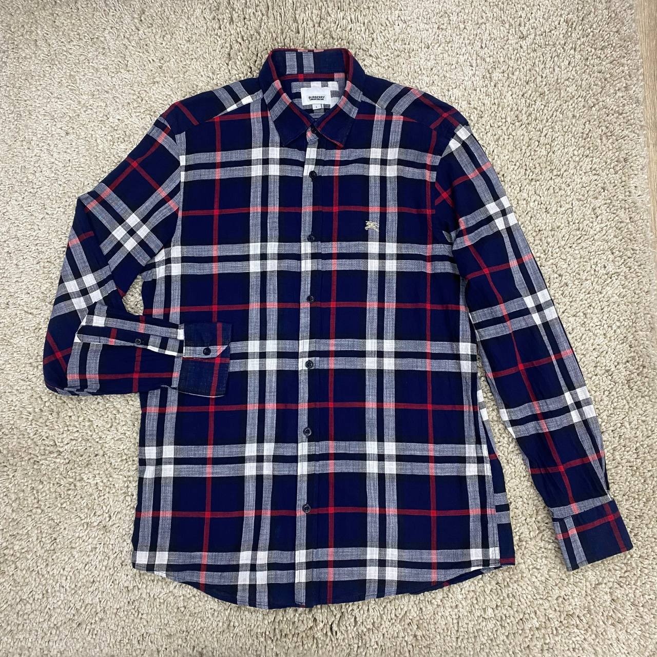 Burberry London Mens Large Blue Striped Shirt