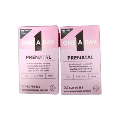 One A Day Prenatal 1 Complete Multivitamin - 60 Softgels Exp-12/2026- 2 Boxes