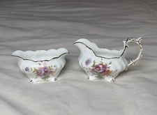 Hammersley & Co Creamer & Sugar Vintage Bone China Scalloped Gold Rimmed England