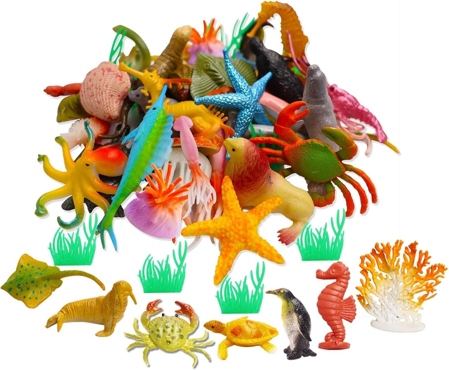 42Pcs Sea Animal Figure Toys Plastic Small Ocean Animals Realistic Mini Ocean Cr