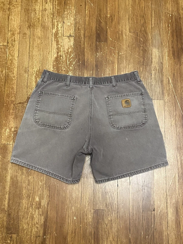 Pantalones Cortos Carpintero De Colección Carhartt B30 MCH Desteñidos Marrón Lona Talla 36 Foto 2 de 4