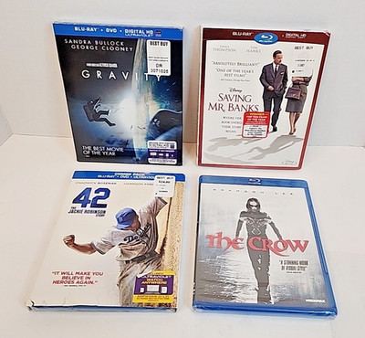 Bundle Lot of 4 Blu-Ray DVD Movies New &Sealed  The Crow, 42, Gravity, Mr. Banks