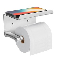 Self Adhesive Toilet Paper Holder with Shelf Wall Mount Chrome Stainless Steel