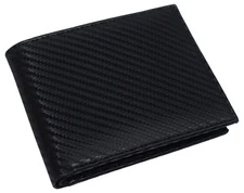 Swiss Marshall RFID Blocking Men's Carbon Fiber Leather Slim Bifold Wallets