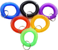 Pack of 6 Colorful Spring Spiral Wrist Coil Key Chain, Wristband Key Ring