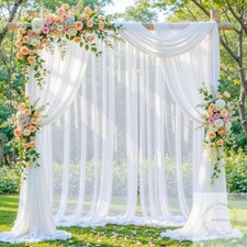 White Wedding Arch Draping Fabric, 2 Packs 29" x 20FT Sheer Fabric Arch Drapery