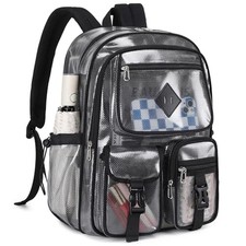 MOONBABY Clear Mesh Backpack for School Heavy Duty See Through Backpack Trans...