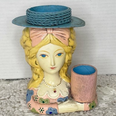 Vintage 60s Paul Marshall Paper Mache Figure Lipstick Makeup Jewlery Holder MCM
