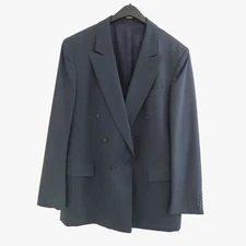 A. Sheilds  Blazer Jacket Mens 44L Blue Wool Double Breasted Peak Lapel Classic