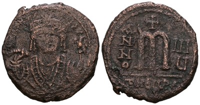 Byzantine Bronze Follis - 597-598 AD - Mauricius Tiberius