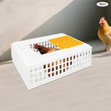 4 PCS Plastic Poultry Transport Cages, Stackable Heavy Duty 440lb Chicken Crate