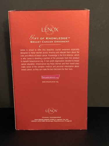 Lenox Crystal Breast Cancer Awareness Ribbon Ornament Tassle Czech Republic - Picture 7 of 7