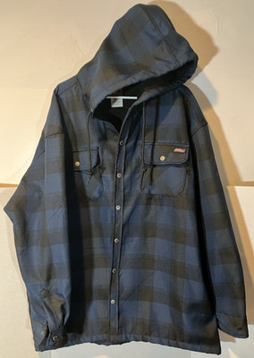 Dickies Blue Black Plaid Bonded Overshirt Button Down Jacket Relaxed Fit XXXL