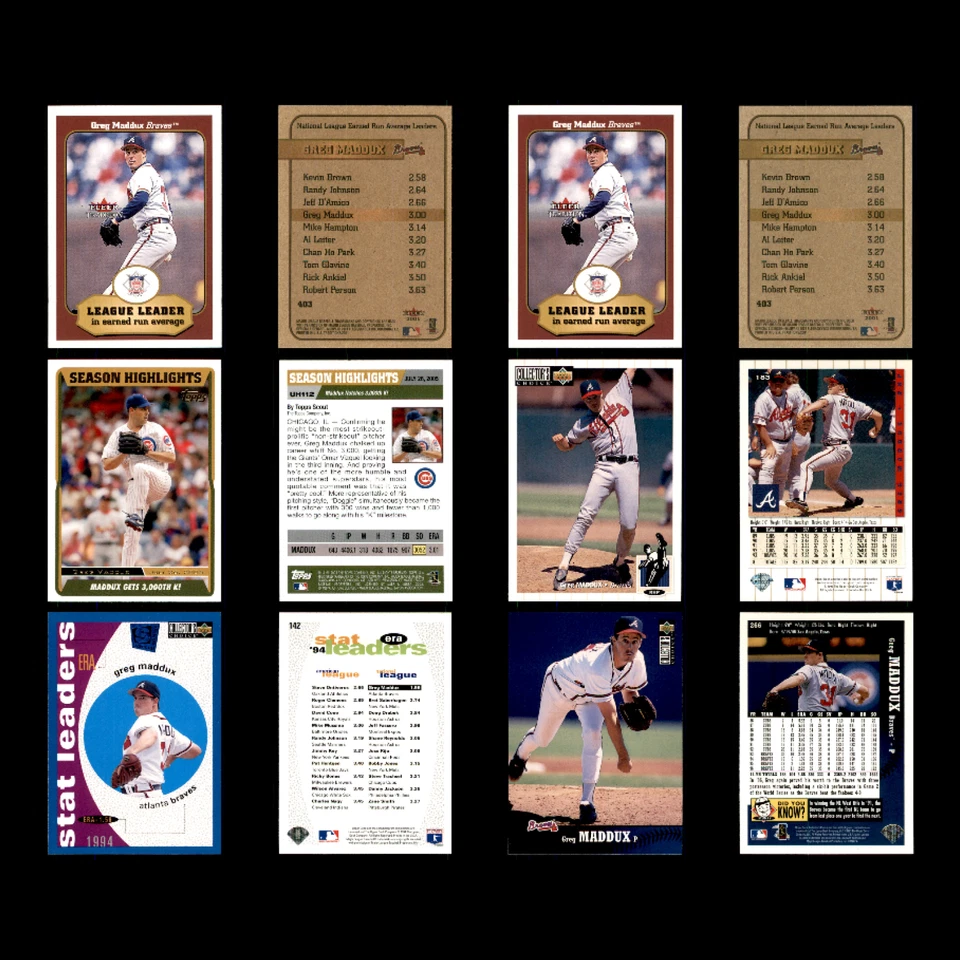 Greg Maddux Lote 108 Tarjetas de Béisbol 2001 Fleer Tradition Atlanta Braves Set MLB Foto 3 de 4