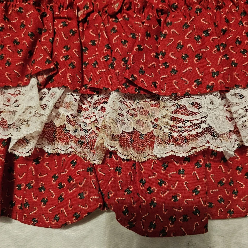 Vintage MARTHA’S MINIATURES We’re Fussy Vestido Círculo Completo 6X Vestido de Natal Vermelho - Imagem 2 de 4