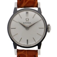OMEGA Round 2 needles WATCH Silver SS/leather MN