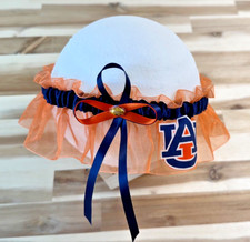 NFL Auburn University Orange Organza Navy Blue Single Wedding Garters