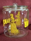 ANTIQUE COUNTRY STORE GLASS DISPLAY COUNTER JAR BAKERS CHOCOLATE GIRL YELLOW ACL