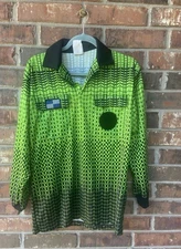Official Sports NISOA Soccer Referee Jersey Mens Sz S Lime Green /Black LS